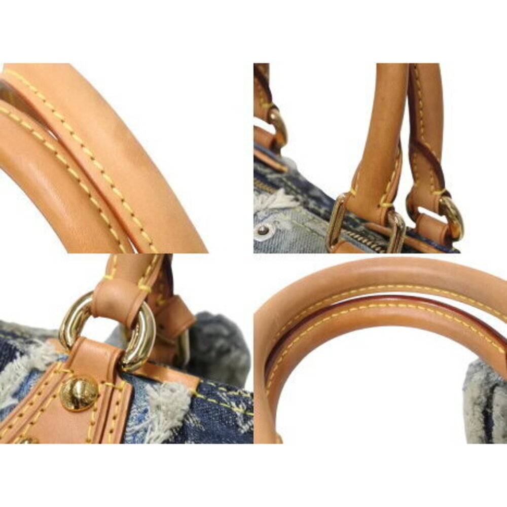 Louis Vuitton Speedy Handbag Monogram Denim Patchwork Indigo Blue - Picture 3 of 8